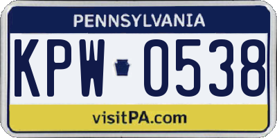 PA license plate KPW0538