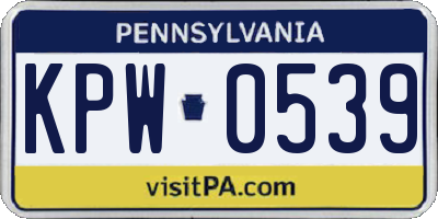 PA license plate KPW0539