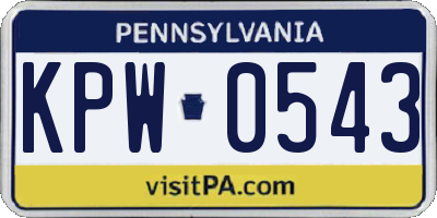 PA license plate KPW0543
