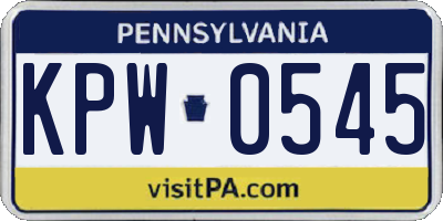 PA license plate KPW0545