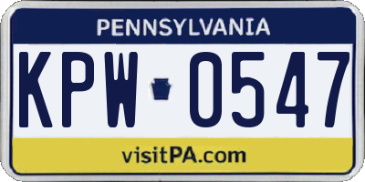 PA license plate KPW0547