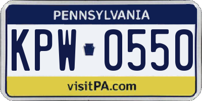 PA license plate KPW0550