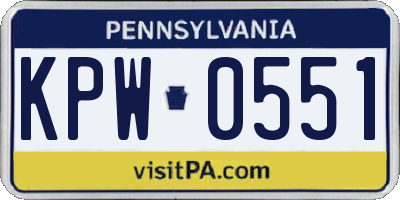 PA license plate KPW0551