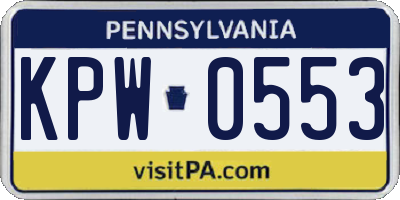 PA license plate KPW0553