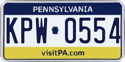 PA license plate KPW0554