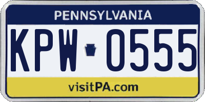 PA license plate KPW0555
