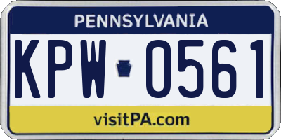 PA license plate KPW0561