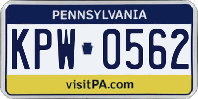 PA license plate KPW0562