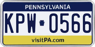 PA license plate KPW0566
