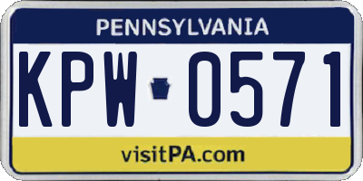 PA license plate KPW0571