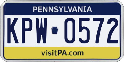 PA license plate KPW0572