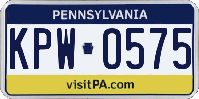 PA license plate KPW0575