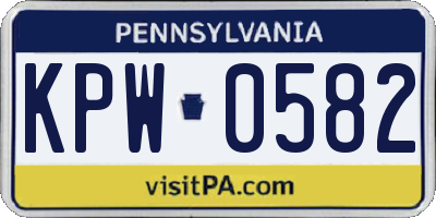 PA license plate KPW0582