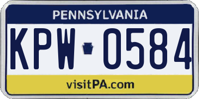 PA license plate KPW0584