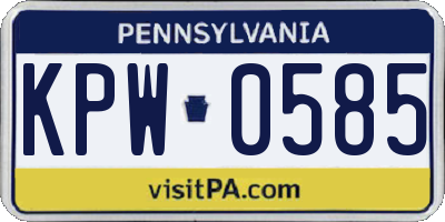 PA license plate KPW0585