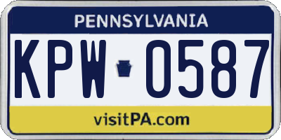 PA license plate KPW0587