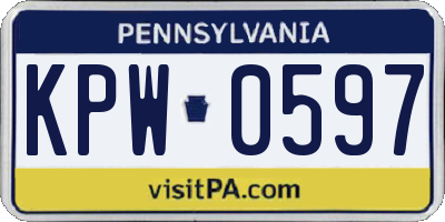 PA license plate KPW0597