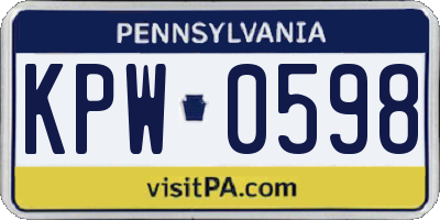 PA license plate KPW0598