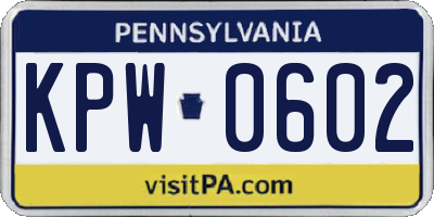 PA license plate KPW0602