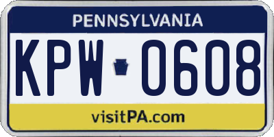 PA license plate KPW0608