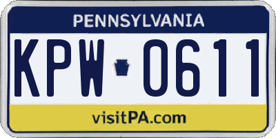 PA license plate KPW0611