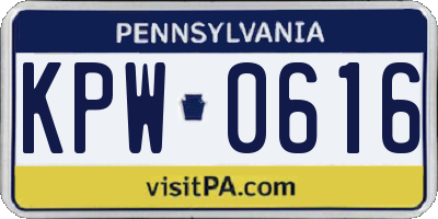 PA license plate KPW0616