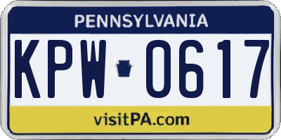PA license plate KPW0617
