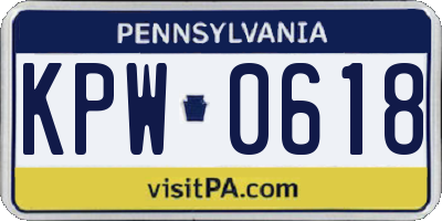 PA license plate KPW0618