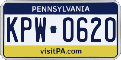 PA license plate KPW0620