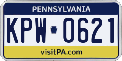 PA license plate KPW0621