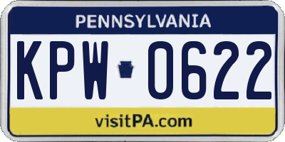 PA license plate KPW0622