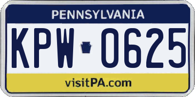 PA license plate KPW0625