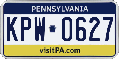 PA license plate KPW0627