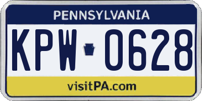 PA license plate KPW0628