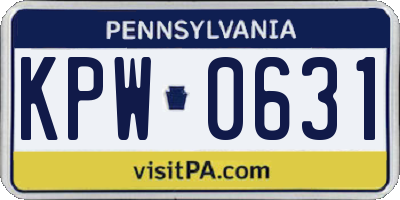 PA license plate KPW0631