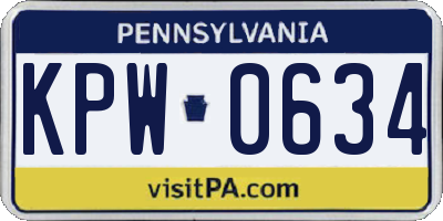 PA license plate KPW0634