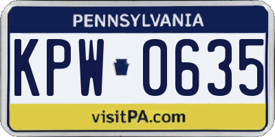 PA license plate KPW0635