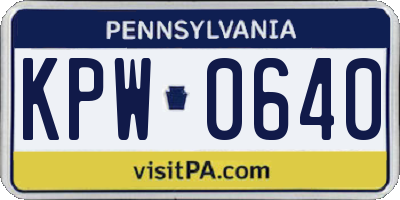 PA license plate KPW0640