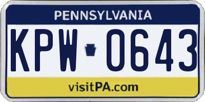 PA license plate KPW0643