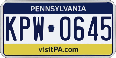 PA license plate KPW0645