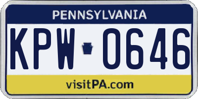 PA license plate KPW0646