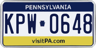 PA license plate KPW0648