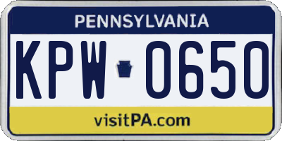 PA license plate KPW0650