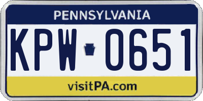 PA license plate KPW0651