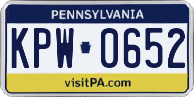 PA license plate KPW0652