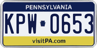 PA license plate KPW0653
