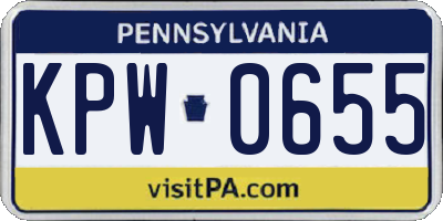 PA license plate KPW0655
