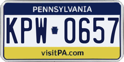 PA license plate KPW0657