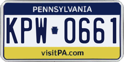 PA license plate KPW0661