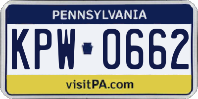 PA license plate KPW0662